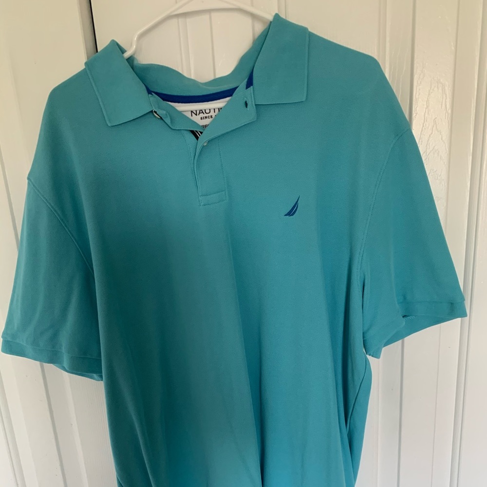 Aqua/turquoise Nautica men’s collared shirt